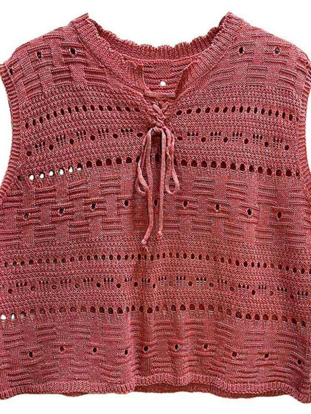 Lace Up Knit Sleeveless Sweater Vest Top